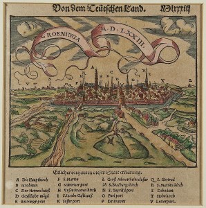 Groningen op een 17e-eeuwse kaart van Sebastian Munster